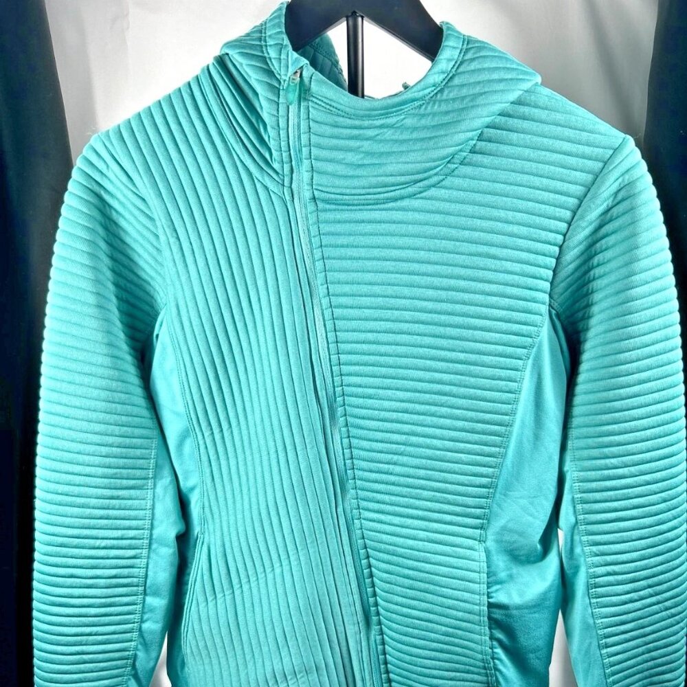 Brooks Teal Quilted‎ Zip Hoodie Jacket Athleisure Gorpcore Thumb Hole Women's M